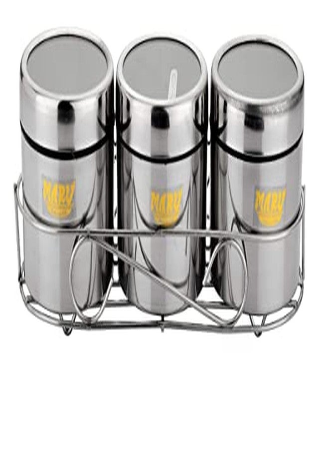 MARU 3 IN 1 Stainless Steel Masala Container For Kitchen, Multipurpose Organizer With Wire Stand & 3 Spoon Set, Spice Storage Box, Durable Kitchen Storage Solutions For Spices & Essentials, Silver - Image 2